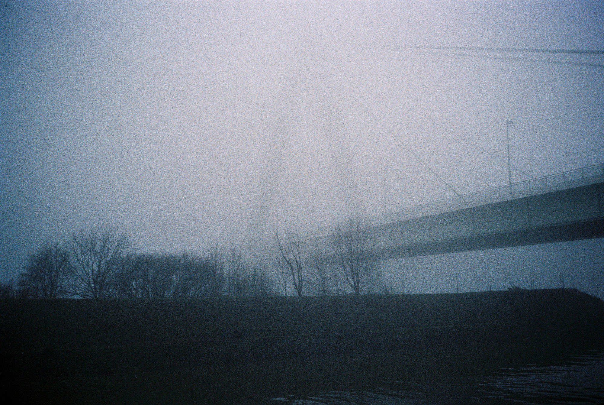 Severinsbrücke im Nebel