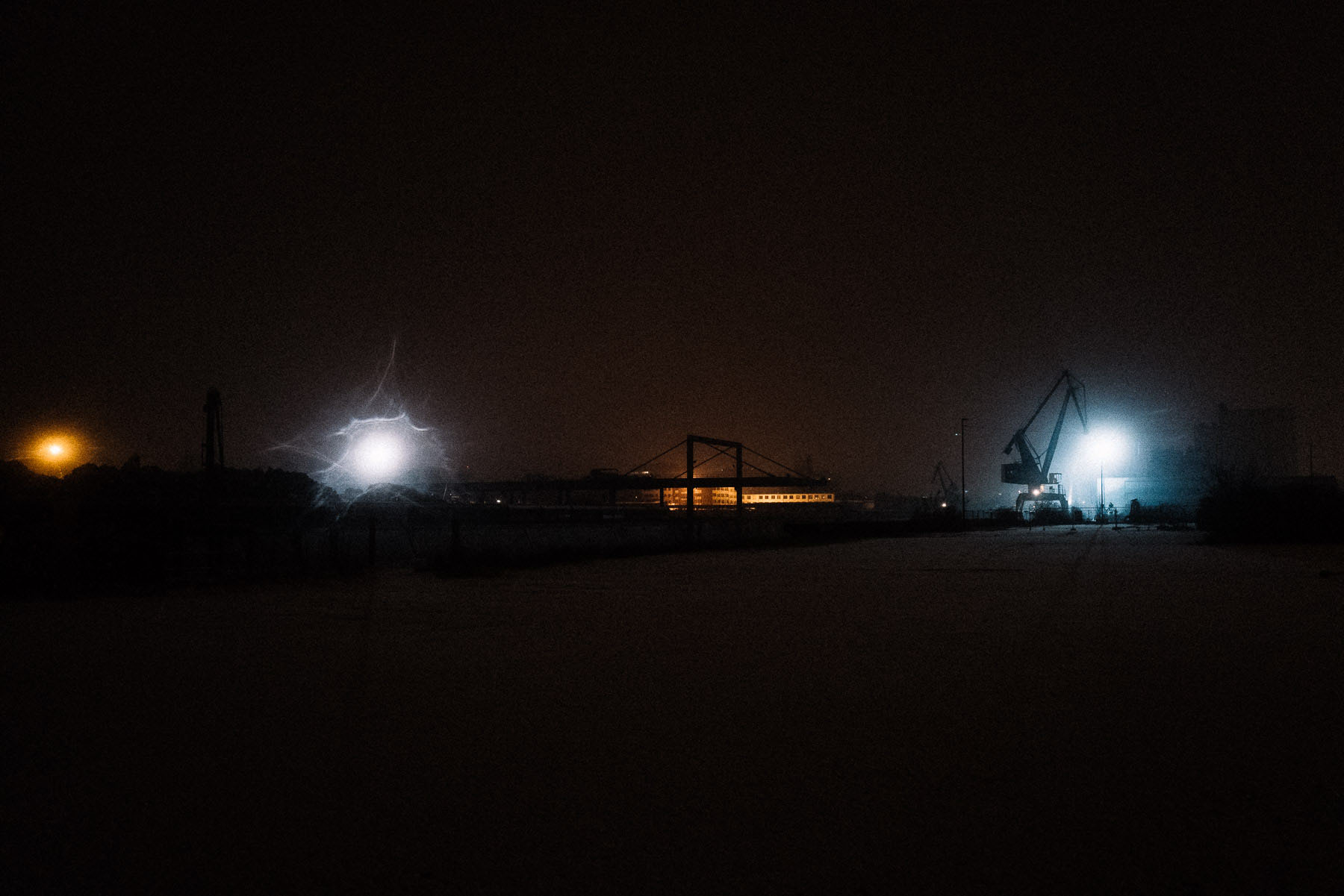 Der schneebedeckte Deutzer Hafen, Januar 2020